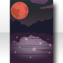 月夜の湖の背景　黒