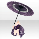 唐傘と籠巾着　紫
