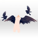 天使の羽と遊ぶ鳥　ブラック