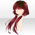 椿少女のおさげ髪　赤