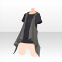 ドレープジレ付Tシャツ　ブラック