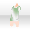 VネックボーダーTシャツ　グリーン