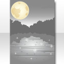 月夜の湖の背景Ｂ　黒